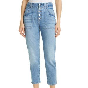 VERONICA BEARD Arya Exposed Button Crop Straight Leg Jeans, Main, color, NOVA